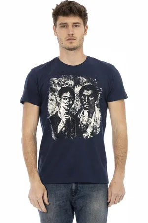 Trussardi Top, Herre, Blå, M, Casual Rund Hals Kortærmet T-Shirt