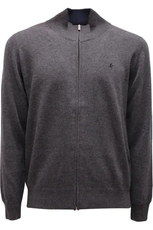 BROOKSFIELD Strik, Herre, Grå, M, Uld, Uld Fuld Lynlås Sweater Antracit