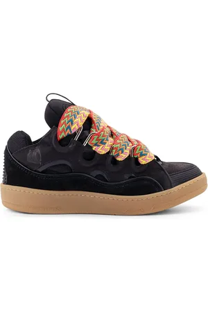 Lanvin Sko, Herre, Sort, 43 EU, Polyester, Sorte Sneakers med Ruskind Indsæt