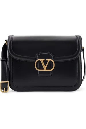 VALENTINO GARAVANI Taske, Herre, Sort, ONE SIZE, Læder, Sort Læder Crossbody Taske med Magnetisk Knap