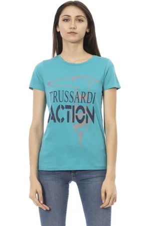 Trussardi Top, Dame, Blå, XS, Casual Rund Hals Kortærmet T-shirt