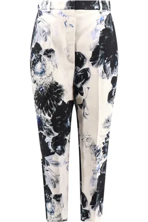 Alexander McQueen Bukser, Dame, Flerfarvet, S, Hvide Bukser med Italienske Detaljer
