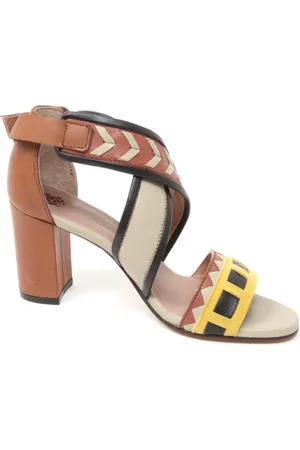 Maliparmi Sko, Dame, Brun, 40 EU, Stribet sandal sko med 8cm hæl