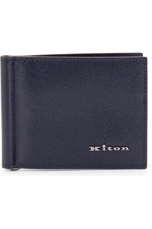 Kiton Tilbehør, Herre, Blå, ONE SIZE, Læder, Metal Hook Card Wallet