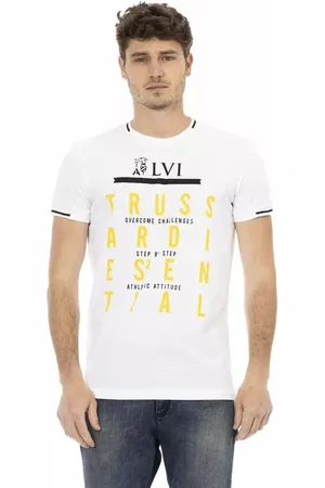Trussardi Top, Herre, Hvid, XL, Bomuld, Elegant hvid T-shirt med frontprint