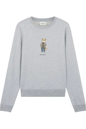Maison Kitsuné Sweathshirts & Hoodies, Dame, Grå, M, Bomuld, Grå sweater med præget logo