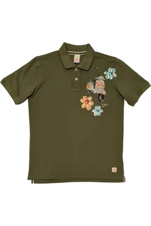 BOB der Bär Top, Herre, Grøn, XL, Bomuld, Håndmalet Vespa polo i olivengrøn