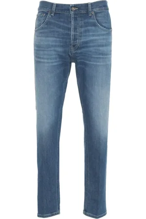 Dondup Jeans, Herre, Blå, W35, Bomuld, Slim Fit Gulerodsbukser med Logo