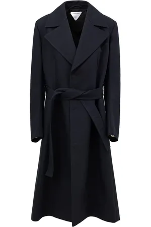 Bottega Veneta Frakke, Dame, Blå, M, Bomuld, Blå Bomuldskanvas Trenchcoat