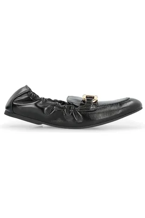 Salvatore Ferragamo Sko, Dame, Sort, 38 1/2 EU, Læder, Læder loafers med rund tå