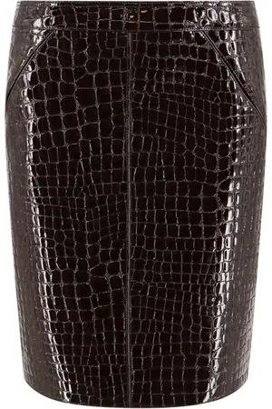 Tom Ford Nederdel, Dame, Brun, XS, Læder, Præget Krokodille Læder Nederdel Brun
