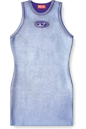 Diesel Kjole, Dame, Lilla, S, Lilla Oval Logo Ærmeløs Kjole