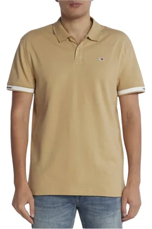 Tommy Hilfiger Top, Herre, Brun, 3XL, Bomuld, Beige Kortærmet Polo Shirt