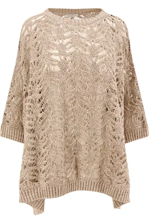 Brunello Cucinelli Strik, Dame, , S, Polyester, Sweater med Ribbed Trim