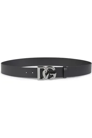 Dolce & Gabbana Tilbehør, Herre, Sort, 95 CM, Læder, Interlock Læderbælte med Logo Spænde