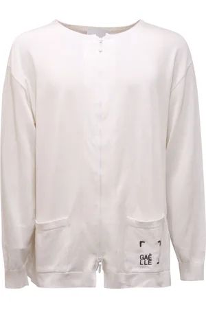 GAËLLE Strik, Herre, Hvid, 2XL, Bomuld, Bomuld Cardigan Sweater med lynlås
