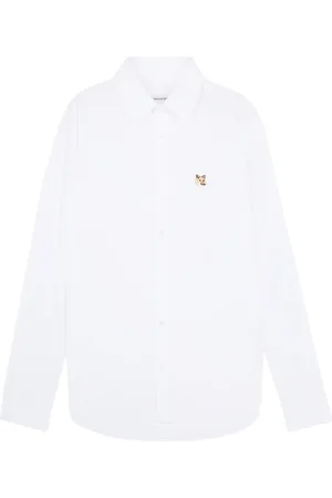 Maison Kitsuné Skjorte, Herre, Hvid, XL, Bomuld, Klassisk Hvid Skjorte med Knapper