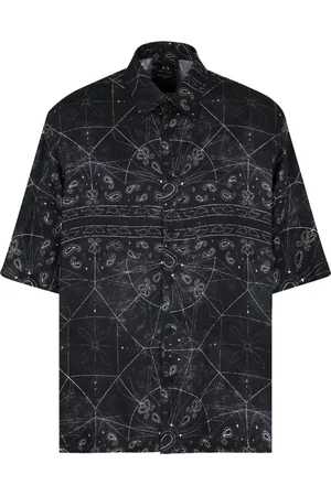 Armani Exchange Skjorte, Herre, Sort, M, Bandana Print Mandarin Krave Skjorte