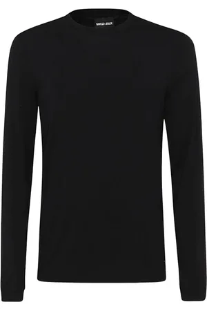 Giorgio Armani Top, Herre, Sort, 2XL, Uld, Sort T-shirt og Polo Kollektion