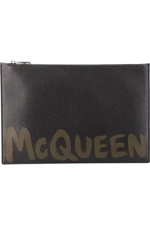 Alexander McQueen Tilbehør, Herre, Sort, ONE SIZE, Læder, Læderkortholderpung med lynlås