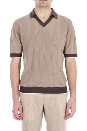 BALLANTYNE Strik, Herre, Brun, 2XL, Linned, Tennis-inspireret Dove Grey Polo Shirt