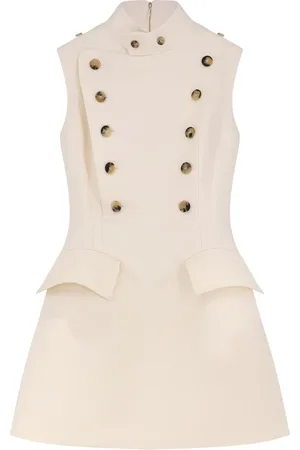 Alexander McQueen Kjole, Dame, Hvid, S, Uld, Hvid Kjole med Høj Hals
