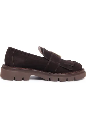 Luca grossi Sko, Dame, Brun, 36 1/2 EU, Suede, Suede Loafer Sko Made in Italy