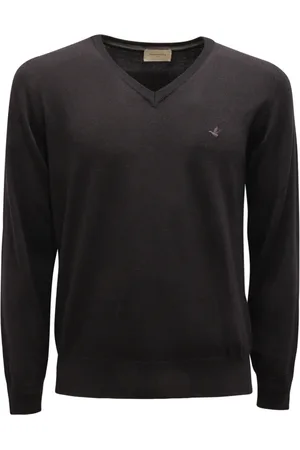 BROOKSFIELD Strik, Herre, Sort, XL, Uld, V-Neck Uldtrøje Lavet i Italien
