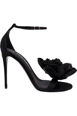 Dolce & Gabbana Sko, Dame, Sort, 40 EU, Satin, Sorte Sandaler med Justerbar Monogram Metalrem
