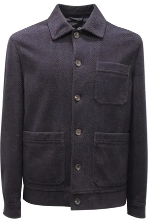Circolo Jakke, Herre, Blå, XL, Uld, Velour Arbejdsjakke Blå/Brun