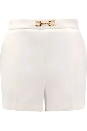 Elisabetta Franchi Shorts, Dame, Hvid, 2XL, Uld, Hvide Shorts med Lynlås Lukning