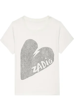 Zadig & Voltaire Top, Dame, Hvid, S, Bomuld, Big Heart Strass T-shirt
