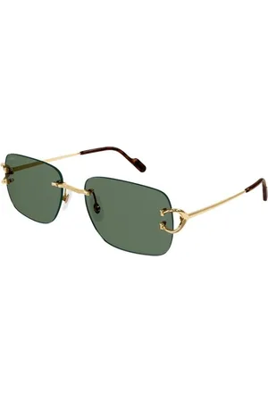 Cartier Tilbehør, unisex, Gul, 59 MM, Uld, Stilfulde solbriller med Indeterminado ramme