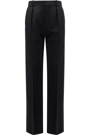 Saint Laurent Bukser, Herre, Sort, M, Uld, Sort Uld Krog Lynlås Bukser