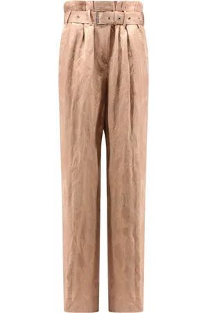 DRIES VAN NOTEN Bukser, Dame, Lyserød, L, Linned, Rosa Højtaljede Linnedbukser