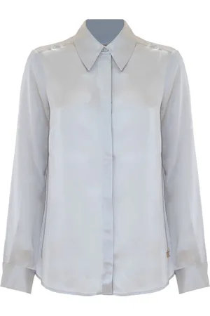 Kocca Bluser & Skjorter, Dame, Grå, M, Silke Langærmet Elegant Skjorte
