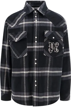 Palm Angels Skjorte, Herre, Grå, M, Bomuld, Grå T-shirts og Polos med trykknaplukning