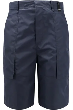 Fendi Shorts, Herre, Blå, M, Bomuld, Blå Shorts med Lynlås Lukning