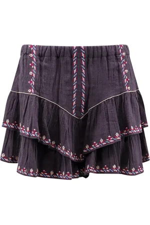 Isabel Marant Shorts, Dame, Sort, M, Bomuld, Broderede Sorte Shorts Elastisk Talje