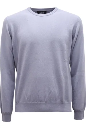 ALPHA STUDIO Strik, Herre, Blå, 2XL, Kashmir Sweater i Pulverfarve