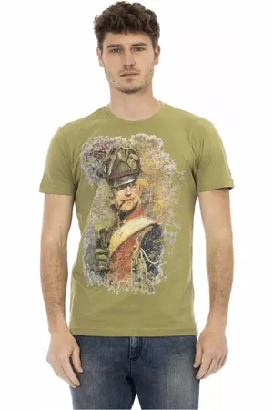 Trussardi Top, Herre, Grøn, L, Uld, Stilfuld Grøn Kortærmet Skjorte