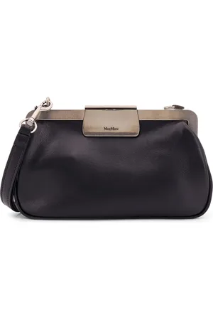 Max Mara Taske, Dame, Sort, ONE SIZE, Uld, Sort Læder Skuldertaske Snap Lukning