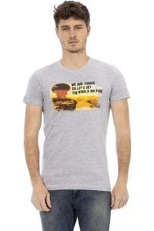 Trussardi Top, Herre, Grå, XL, Uld, Grafite Kortærmet Stilfuld T-shirt