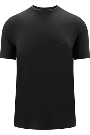 Giorgio Armani Top, Herre, Sort, L, Sorte T-shirts og Polos Elastiske Korte Ærmer