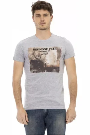 Trussardi Top, Herre, Grå, M, Uld, Grå Rund Hals Stilfuldt T-Shirt