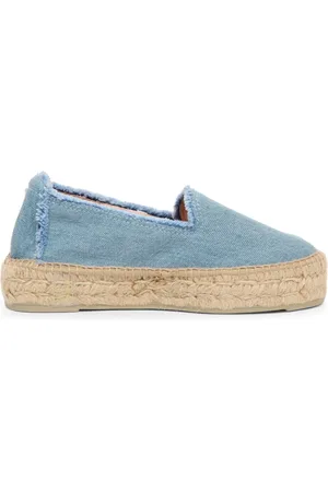 MANEBI Sko, Dame, Blå, 37 EU, Denim, Denim frynser espadrilles tøfler