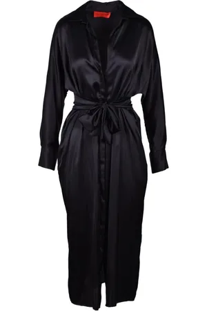FARFETCH Kjole, Dame, Sort, M, Cashmere, Silkekjole med knapper og lommer