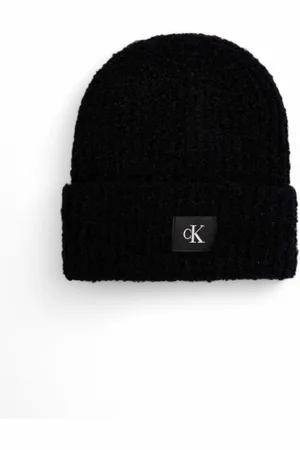 Calvin Klein Tilbehør, Dame, Sort, ONE SIZE, Uld, Sort Akryl Beanie Hat