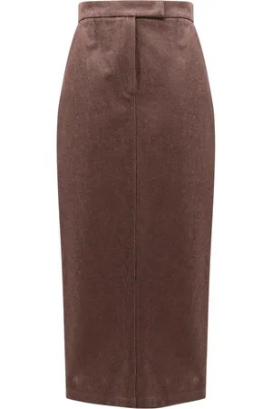 Max Mara Nederdel, Dame, Brun, M, Bomuld, Brun Nederdel med Lynlås Lukning