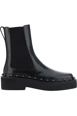 VALENTINO GARAVANI Sko, Dame, Sort, 36 1/2 EU, Læder, Rockstud M-Way Chelsea Støvler